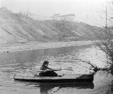 Первая протока Кубани (район пешеходного моста). На заднем плане городская тюрьма. 1963 г